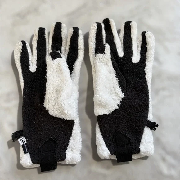 The North Face Gray and White Fleece Gloves - Picture 2 of 2